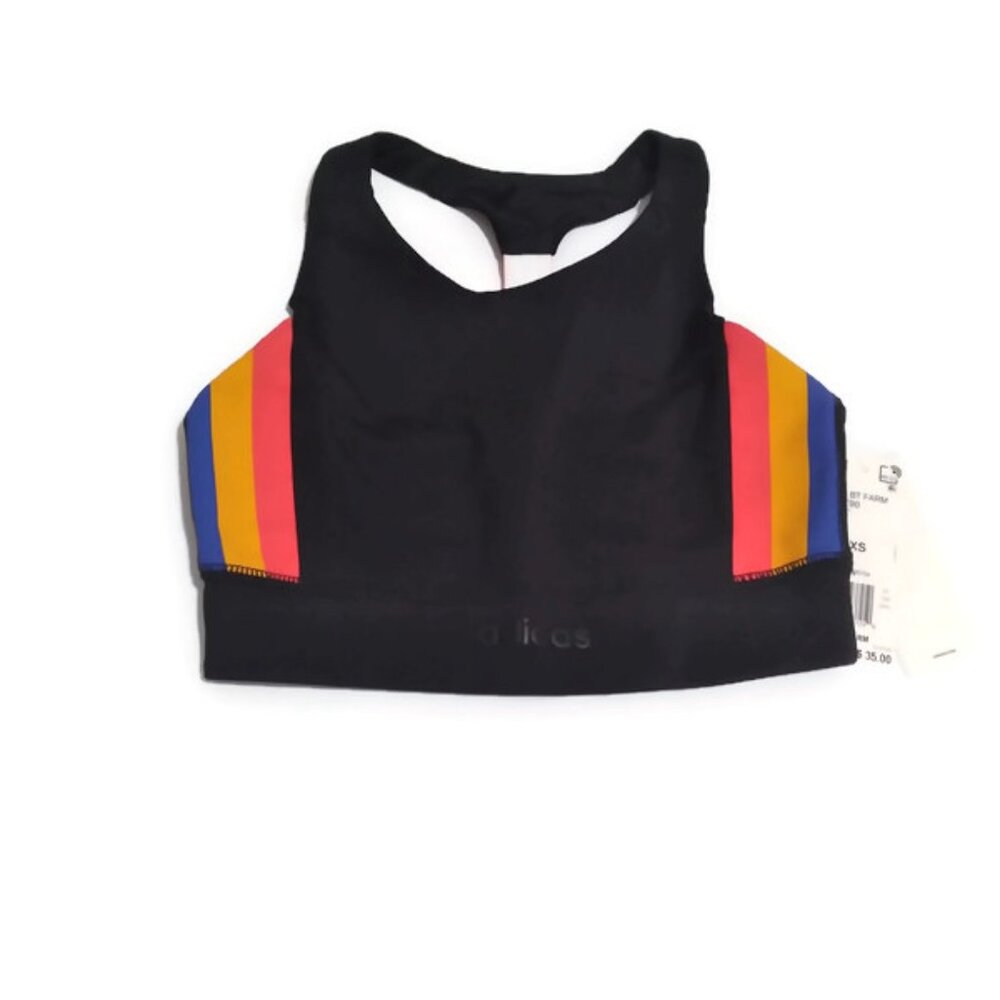 Adidas x Farm Rio Brilliant Basic Racerback Sports Bra Black White Clima… - Picture 2 of 4